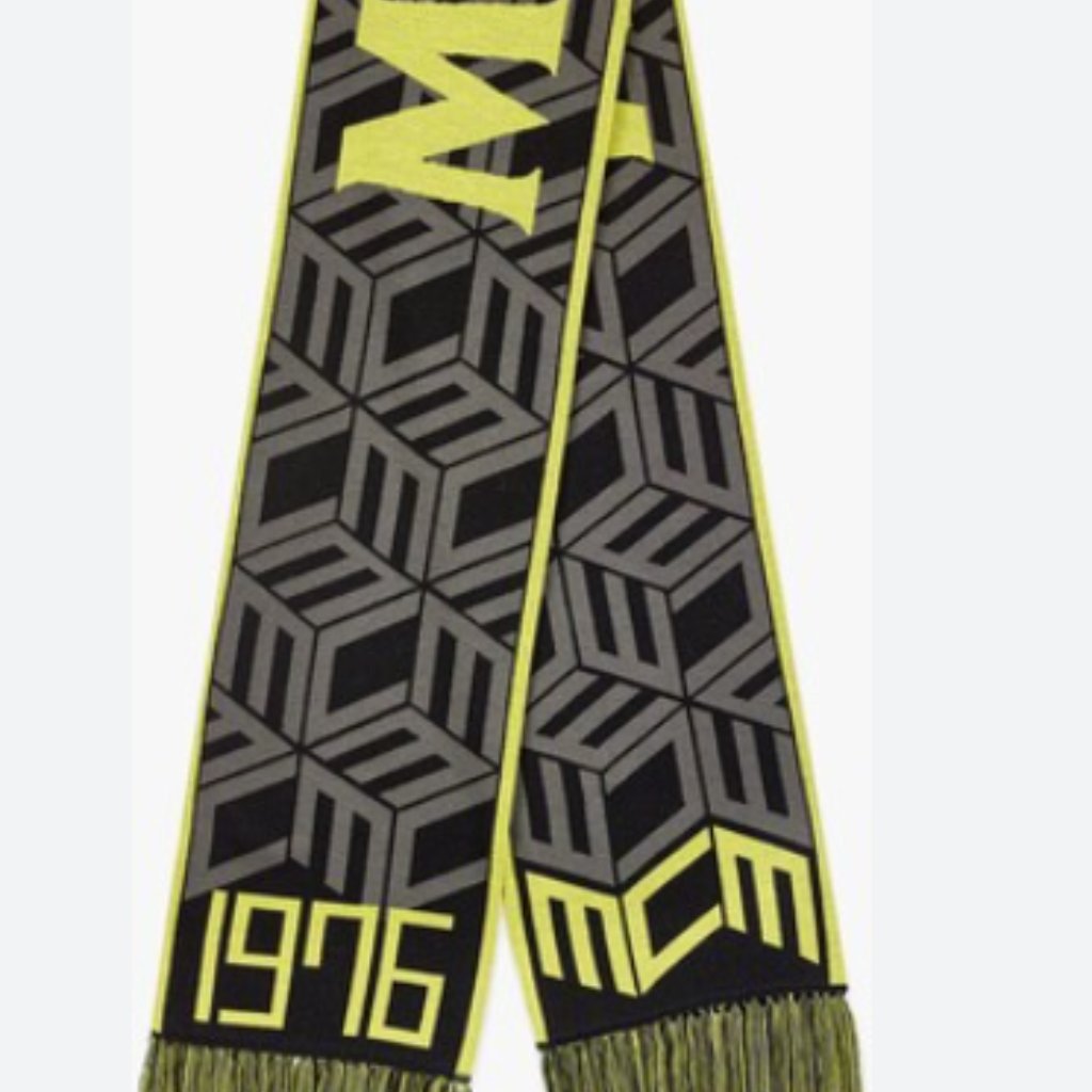 Mcm Aprs-Ski Logo Merino Wool Scarf - Nwt